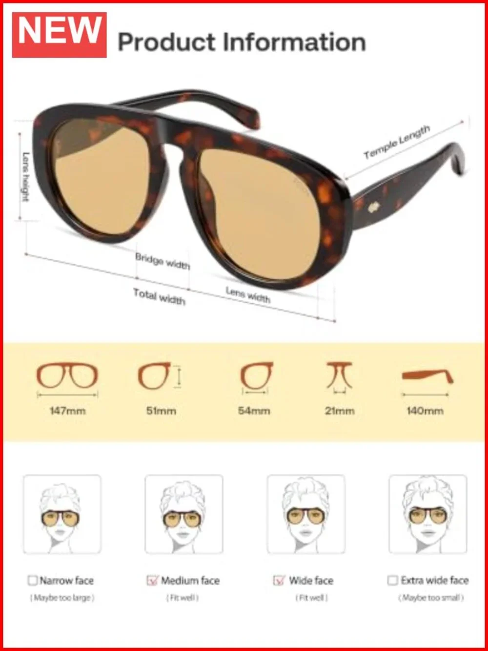 Oversized Polarized Aviator Sunglasses UV400 Protection for Women Men